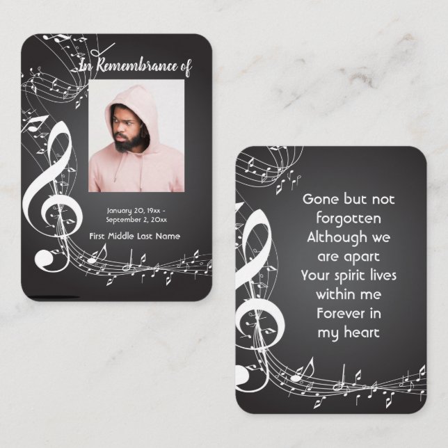 Carte De Visite Fond de notes de musique pour souvenir commémorati (Devant / Derrière)