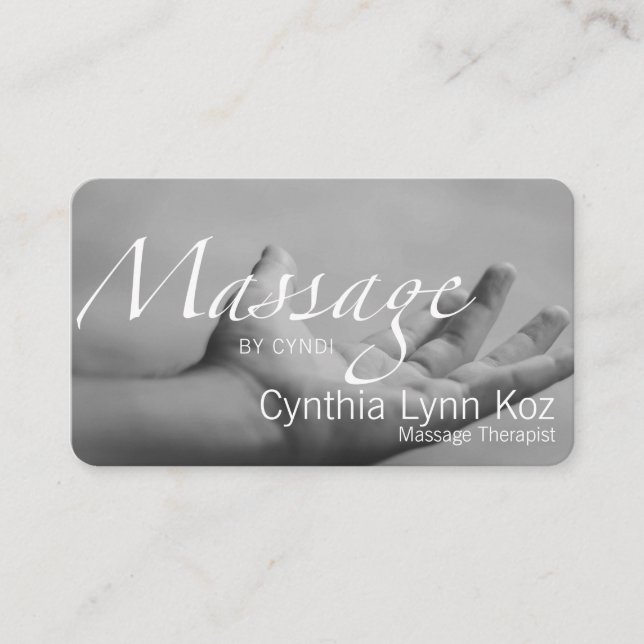 Carte De Visite Fond de photo d'une main pour texte de massage (Devant)