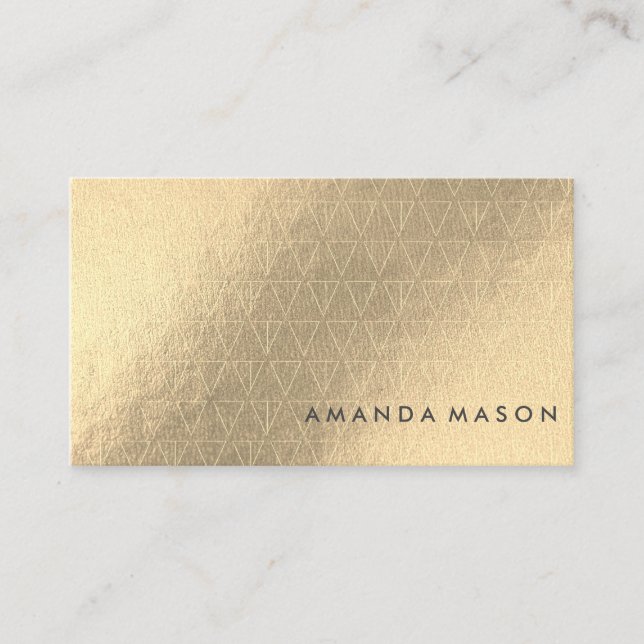 Carte De Visite Fond d'or | Motif de triangle Lux à la mode (Devant)