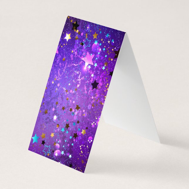 Carte De Visite Fond en feuille de papier violet avec des étoiles (Dos)
