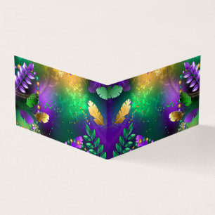 Carte De Visite Fond iridescent de mardi gras avec des perles