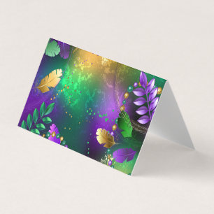 Carte De Visite Fond iridescent de mardi gras avec des perles