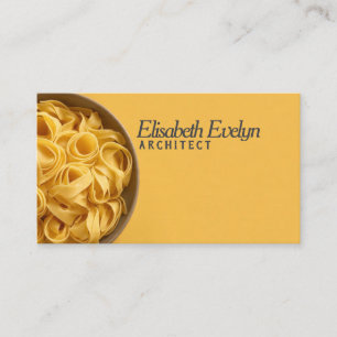 Carte De Visite Fond jaune vibrant avec bol de pâtes