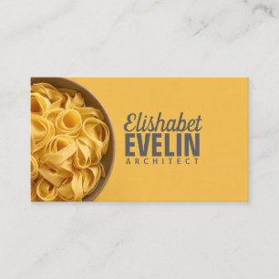 Carte De Visite Fond jaune vibrant avec bol de pâtes