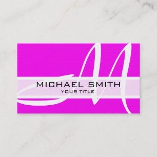 Carte De Visite Fond magenta moderne monogramme