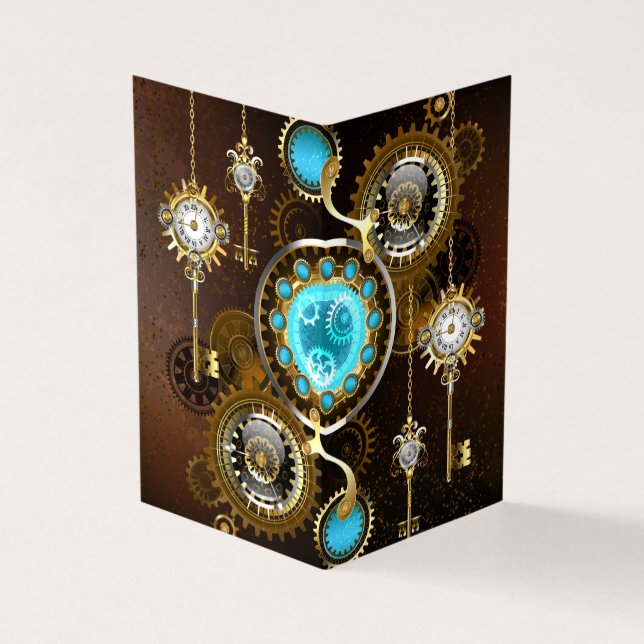 Carte De Visite Fond rouillé Steampunk avec verres turquoise (Extérieur)