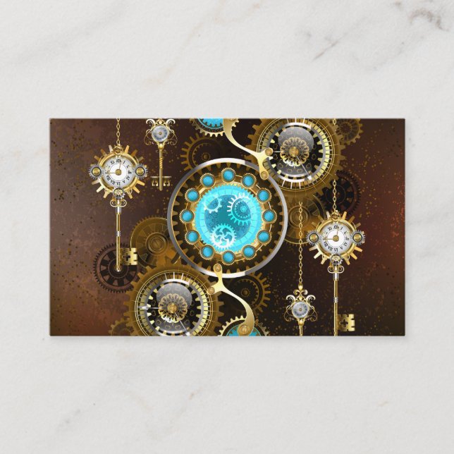 Carte De Visite Fond rouillé Steampunk avec verres turquoise (Devant)