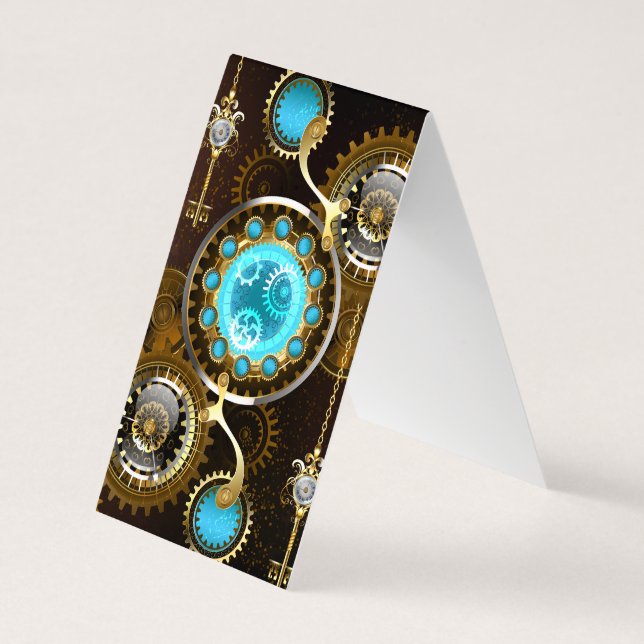 Carte De Visite Fond rouillé Steampunk avec verres turquoise (Dos)