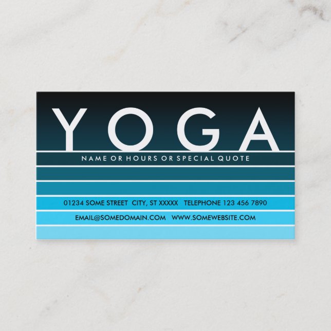 Carte De Visite fondu bleu YOGA (Devant)