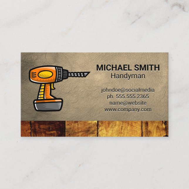Carte De Visite Forage électrique | Construction | Cuir en bois (Devant)