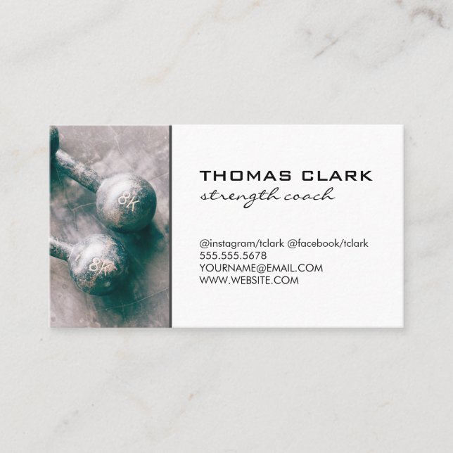 Carte De Visite Force Flexion du bras de l'entraîneur | Poids (Devant)