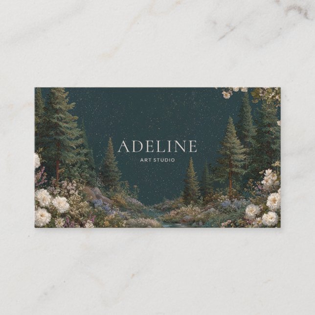 Carte De Visite Forêt de nuit céleste Starry Floral (Devant)