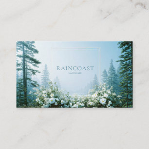 Carte De Visite Forêt de pins brumeuse Fleur sauvage blanche Cadre