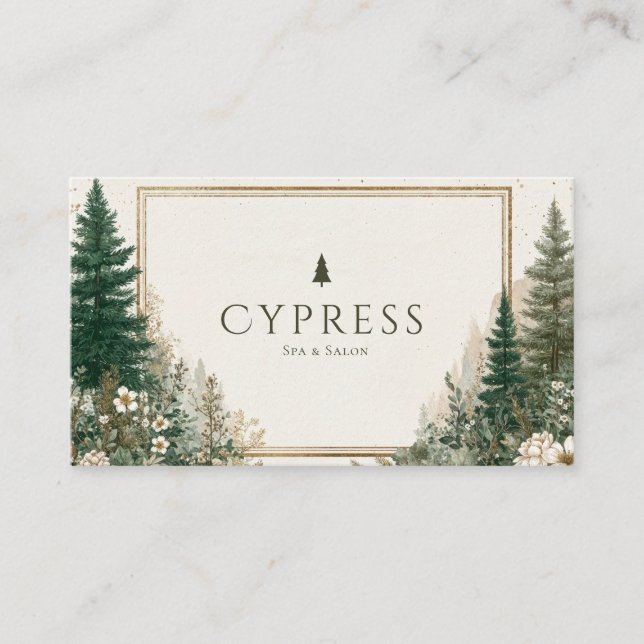 Carte De Visite Forêt de pins rustique Bois hivernal (Devant)