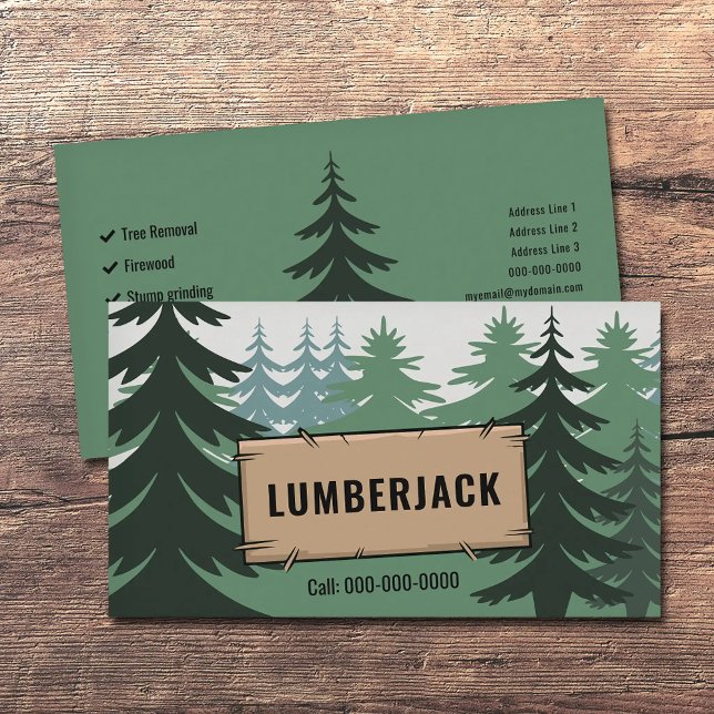 Carte De Visite Forêt de sapins - Services de bûcheronnage (Fir Forest - Lumberjack Services Business Card)