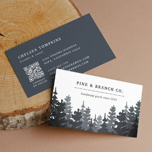 Carte De Visite Forêt d'hiver   Logo de l'arbre À feuillage persis