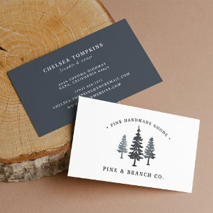 Carte De Visite Forêt d'hiver   Logo de l'arbre des pins