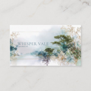 Carte De Visite Forêt émeraude éthérée abstraite aquarelle dorée