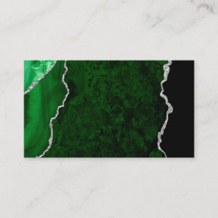 Carte De Visite Forêt Glamour Verte Marbre Chic Paillettes Argenté