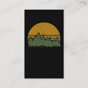 Carte De Visite Forêt rétro Silhouette Coucher de soleil Environne