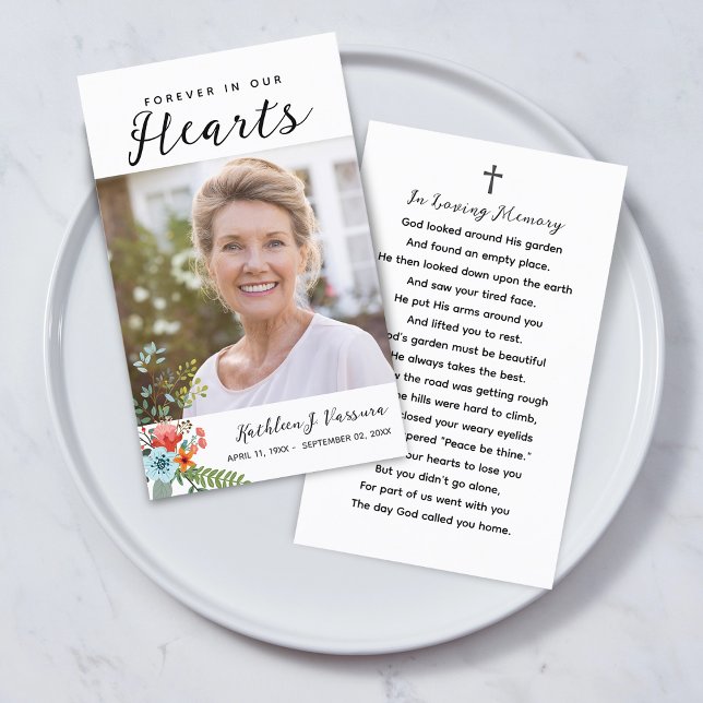 Carte De Visite Forever In Our Hearts Funeral Prayer Photo Card (Forever In Our Hearts Funeral Prayer Photo Card)