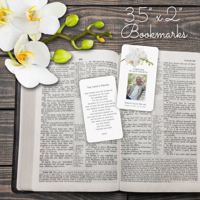 Carte De Visite Forever in Our Hearts Photo Funeral Prayer Card (3.5 x 2" Forever in Our Hearts Photo Funeral Remembrance Cards with the Lord's Prayer on the back.)