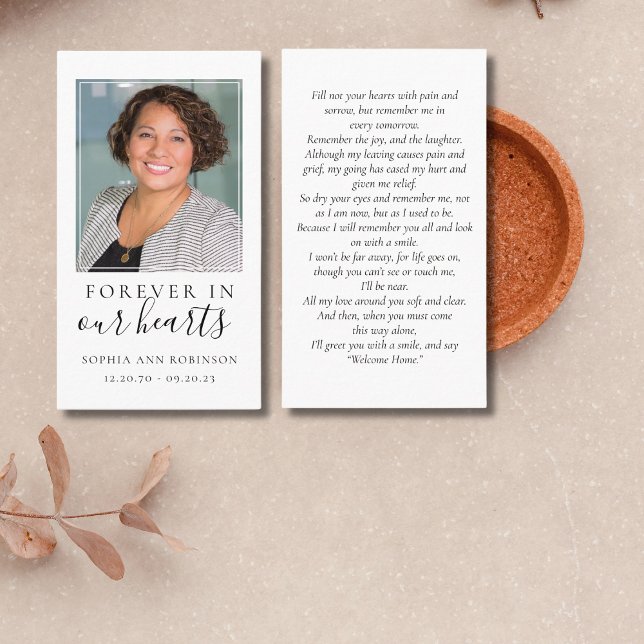 Carte De Visite Forever in Our Hearts Photo Funeral Prayer Card (Créateur téléchargé)