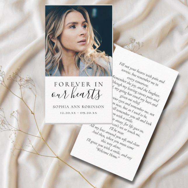 Carte De Visite Forever in Our Hearts Photo Funeral Prayer Card (Créateur téléchargé)