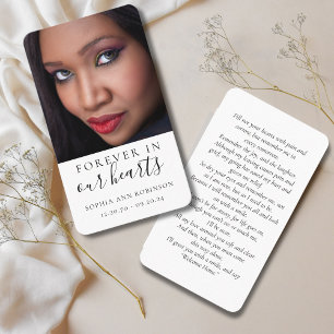 Carte De Visite Forever in Our Hearts Photo Funeral Prayer Card