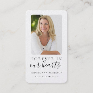 Carte De Visite Forever in Our Hearts Photo Funeral Prayer Card