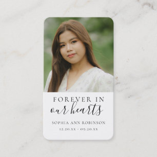 Carte De Visite Forever in Our Hearts Photo Funeral Prayer Card
