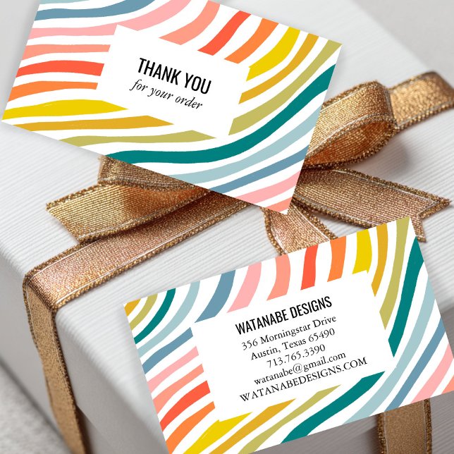 Carte De Visite Forfait de MERCI Rainbow Minimalist Stripes ORDER (Rainbow Minimalist Stripes ORDER THANK YOU Customer Package Small Business Card
)