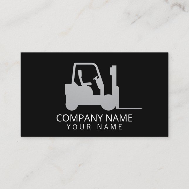 Carte De Visite Forklifts en argent noir, Logistique - Professionn (Devant)