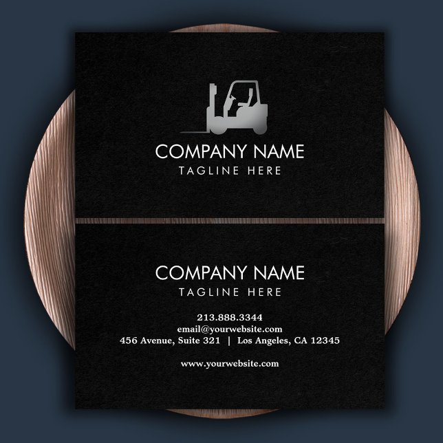 Carte De Visite Forklifts en noir blanc, Logistique - Professionne (Créateur téléchargé)