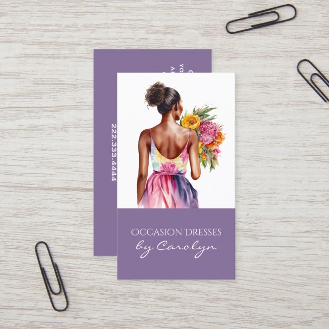 Carte De Visite Formal Dress Wedding Seamstress Business Card (Devant/Arrière en situation)