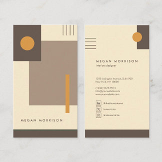 Carte De Visite formas geometria bauhaus retro marrón beige