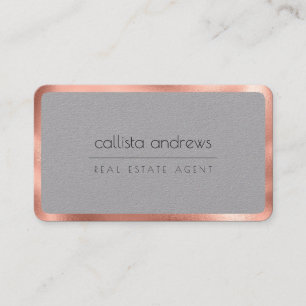 Carte De Visite Format minimaliste moderne papier gris Rose Gold B