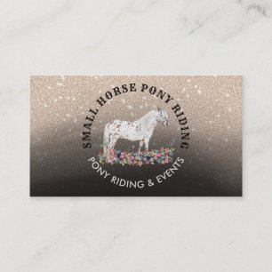 Carte De Visite Formateur équestre de poney floral cheval noir