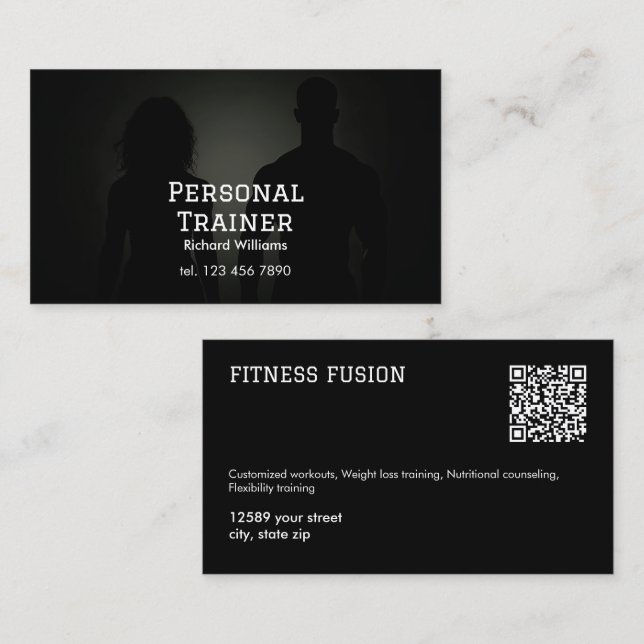 Carte De Visite Formateur personnel QR personnalisé (Devant / Derrière)