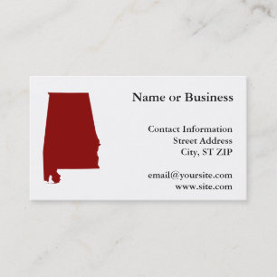 Carte De Visite Forme de l'Alabama Rouge Foncé