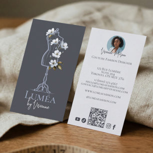 Carte De Visite Forme de mannequin de robe florale pour designer d