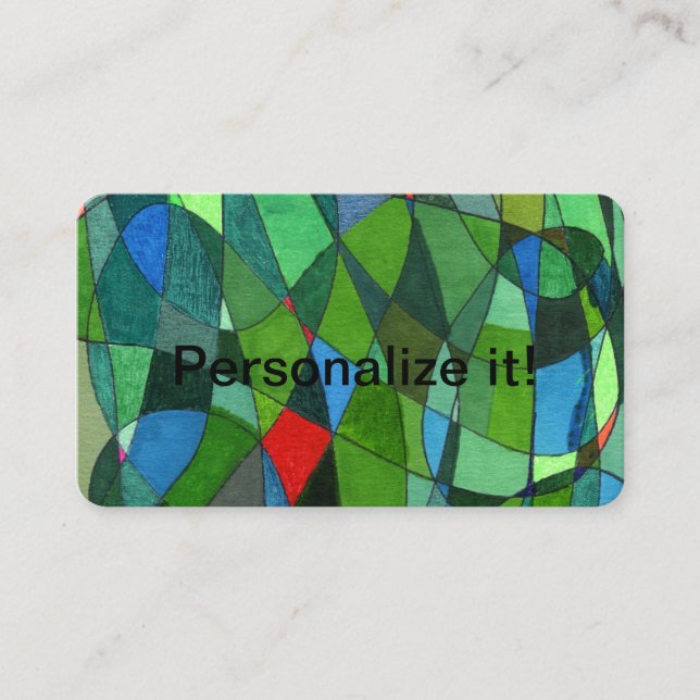 Carte De Visite Formes courbes douces en vert cool & rouge (Devant)