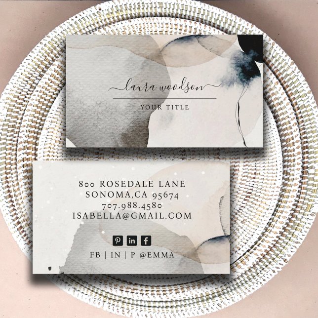 Carte De Visite Formes d'aquarelle Terre Abstraites Professionnell (Créateur téléchargé)