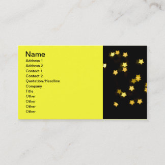 CARTE DE VISITE FORMES D'ÉTOILES JAUNES LUMIÈRES DE BOKEH HIVER BL
