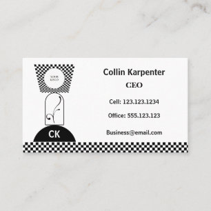 Carte De Visite Formes géométriques et à carreaux noir et blanc