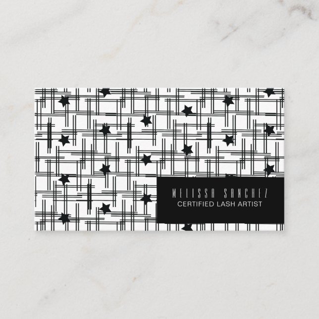 Carte De Visite Formes Lignes et Étoiles Noir Blanc (Devant)