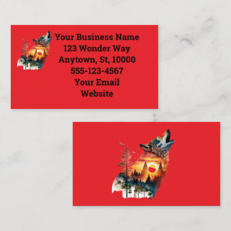 Carte De Visite Formidable soleil couchant Silhouette hurlant Wolf