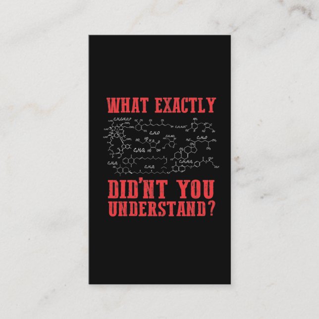 Carte De Visite Formule de l'étudiant en chimie amusante (Devant)