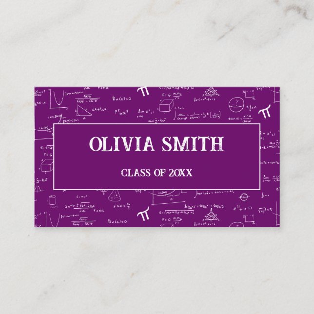 Carte De Visite Formules de mathématiques violettes professionnell (Devant)