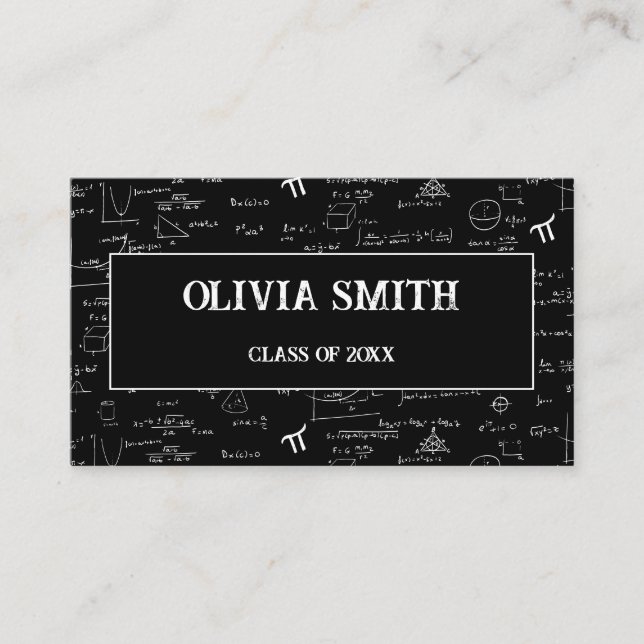 Carte De Visite Formules mathématiques noires professionnelles Dip (Devant)